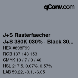 カラーコード: J+S Rasterfaecher - J+S 380K 030% · Black 30% | qconv.com