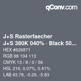 Farbcode: J+S Rasterfaecher - J+S 380K 040% · Black 50% | qconv.com