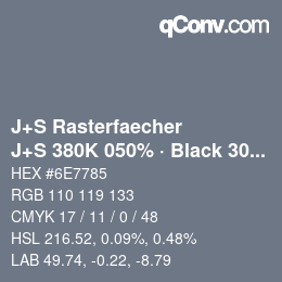 Code couleur: J+S Rasterfaecher - J+S 380K 050% · Black 30% | qconv.com