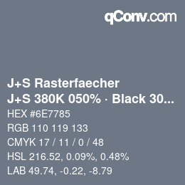 Color code: J+S Rasterfaecher - J+S 380K 050% · Black 30% | qconv.com