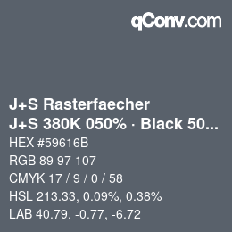 カラーコード: J+S Rasterfaecher - J+S 380K 050% · Black 50% | qconv.com