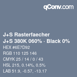 Farbcode: J+S Rasterfaecher - J+S 380K 060% · Black 0% | qconv.com