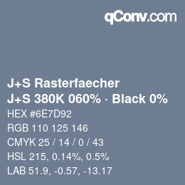 Color code: J+S Rasterfaecher - J+S 380K 060% · Black 0% | qconv.com