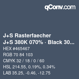カラーコード: J+S Rasterfaecher - J+S 380K 070% · Black 30% | qconv.com