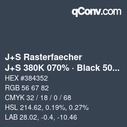 Farbcode: J+S Rasterfaecher - J+S 380K 070% · Black 50% | qconv.com