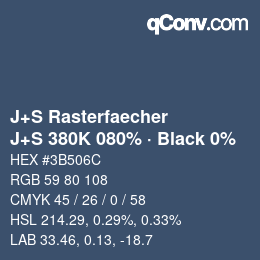 Farbcode: J+S Rasterfaecher - J+S 380K 080% · Black 0% | qconv.com