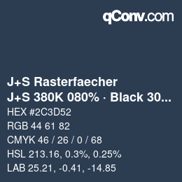 Code couleur: J+S Rasterfaecher - J+S 380K 080% · Black 30% | qconv.com