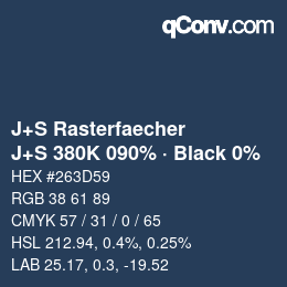 Farbcode: J+S Rasterfaecher - J+S 380K 090% · Black 0% | qconv.com
