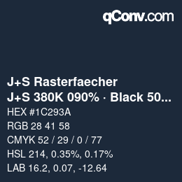 Farbcode: J+S Rasterfaecher - J+S 380K 090% · Black 50% | qconv.com