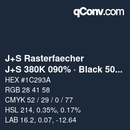 Code couleur: J+S Rasterfaecher - J+S 380K 090% · Black 50% | qconv.com
