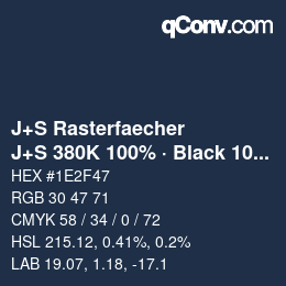 Code couleur: J+S Rasterfaecher - J+S 380K 100% · Black 10% | qconv.com