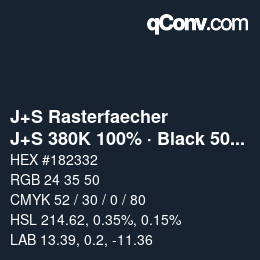 Code couleur: J+S Rasterfaecher - J+S 380K 100% · Black 50% | qconv.com