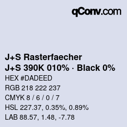 Farbcode: J+S Rasterfaecher - J+S 390K 010% · Black 0% | qconv.com