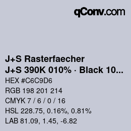 Farbcode: J+S Rasterfaecher - J+S 390K 010% · Black 10% | qconv.com