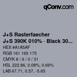 Farbcode: J+S Rasterfaecher - J+S 390K 010% · Black 30% | qconv.com