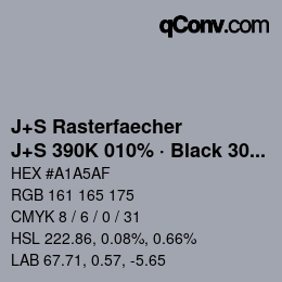 Color code: J+S Rasterfaecher - J+S 390K 010% · Black 30% | qconv.com