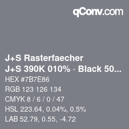 Farbcode: J+S Rasterfaecher - J+S 390K 010% · Black 50% | qconv.com
