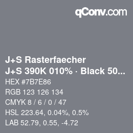 Color code: J+S Rasterfaecher - J+S 390K 010% · Black 50% | qconv.com