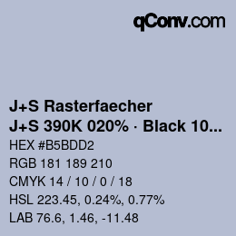 Code couleur: J+S Rasterfaecher - J+S 390K 020% · Black 10% | qconv.com