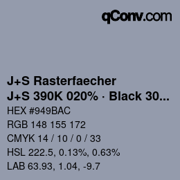 Farbcode: J+S Rasterfaecher - J+S 390K 020% · Black 30% | qconv.com