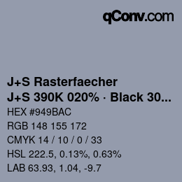 Color code: J+S Rasterfaecher - J+S 390K 020% · Black 30% | qconv.com