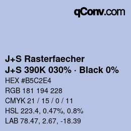 Color code: J+S Rasterfaecher - J+S 390K 030% · Black 0% | qconv.com