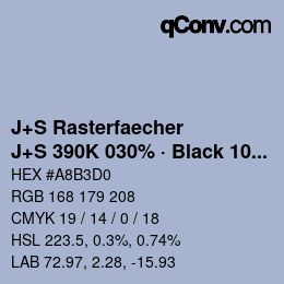 Farbcode: J+S Rasterfaecher - J+S 390K 030% · Black 10% | qconv.com