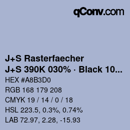 Color code: J+S Rasterfaecher - J+S 390K 030% · Black 10% | qconv.com