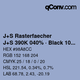 Code couleur: J+S Rasterfaecher - J+S 390K 040% · Black 10% | qconv.com