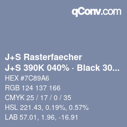 Farbcode: J+S Rasterfaecher - J+S 390K 040% · Black 30% | qconv.com