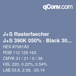 Farbcode: J+S Rasterfaecher - J+S 390K 050% · Black 30% | qconv.com