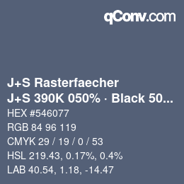 Code couleur: J+S Rasterfaecher - J+S 390K 050% · Black 50% | qconv.com