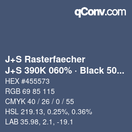 Code couleur: J+S Rasterfaecher - J+S 390K 060% · Black 50% | qconv.com