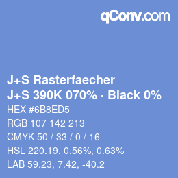 Farbcode: J+S Rasterfaecher - J+S 390K 070% · Black 0% | qconv.com