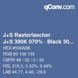 Code couleur: J+S Rasterfaecher - J+S 390K 070% · Black 30% | qconv.com