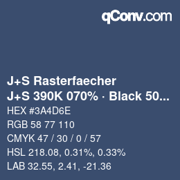 Farbcode: J+S Rasterfaecher - J+S 390K 070% · Black 50% | qconv.com