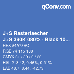 Farbcode: J+S Rasterfaecher - J+S 390K 080% · Black 10% | qconv.com