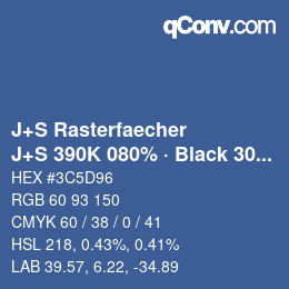 Farbcode: J+S Rasterfaecher - J+S 390K 080% · Black 30% | qconv.com