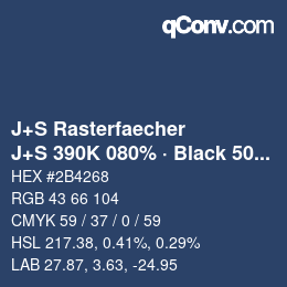 Farbcode: J+S Rasterfaecher - J+S 390K 080% · Black 50% | qconv.com