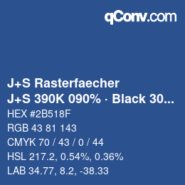 Code couleur: J+S Rasterfaecher - J+S 390K 090% · Black 30% | qconv.com
