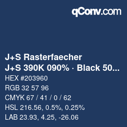 カラーコード: J+S Rasterfaecher - J+S 390K 090% · Black 50% | qconv.com