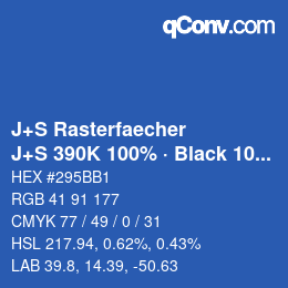 カラーコード: J+S Rasterfaecher - J+S 390K 100% · Black 10% | qconv.com