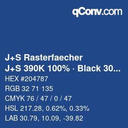 Code couleur: J+S Rasterfaecher - J+S 390K 100% · Black 30% | qconv.com