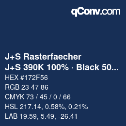 カラーコード: J+S Rasterfaecher - J+S 390K 100% · Black 50% | qconv.com