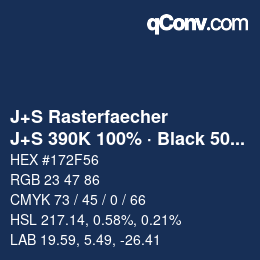 Color code: J+S Rasterfaecher - J+S 390K 100% · Black 50% | qconv.com