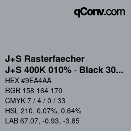Farbcode: J+S Rasterfaecher - J+S 400K 010% · Black 30% | qconv.com