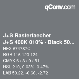 カラーコード: J+S Rasterfaecher - J+S 400K 010% · Black 50% | qconv.com