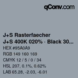 Farbcode: J+S Rasterfaecher - J+S 400K 020% · Black 30% | qconv.com