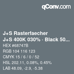Farbcode: J+S Rasterfaecher - J+S 400K 030% · Black 50% | qconv.com