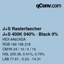 Code couleur: J+S Rasterfaecher - J+S 400K 040% · Black 0% | qconv.com